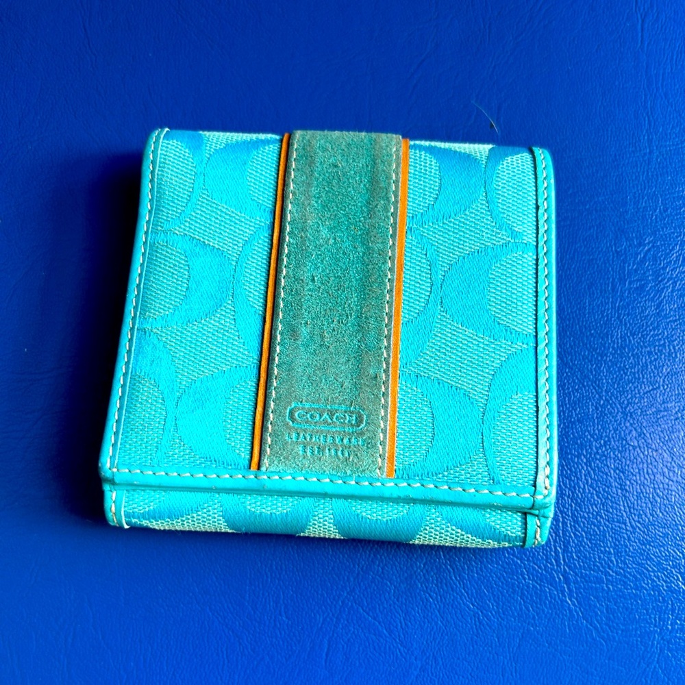 Coach monogram turquoise vintage wallet